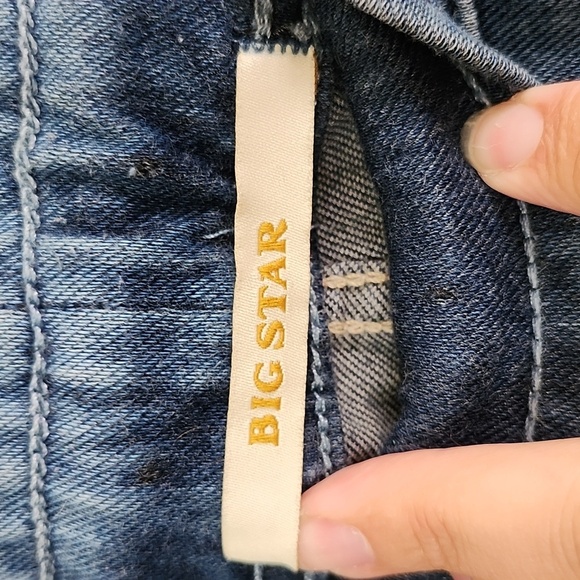 Mom jean style pull on drawstring waist slant pockets whiskers women's medium - Picture 8 of 10